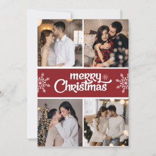 Tarjeta Festiva Diseñar sus propios 4 Navidades de Collage de foto