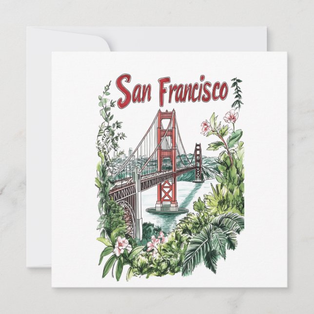 Tarjeta Festiva Diseño acuático del puente Golden Gate de San Fran (Anverso)