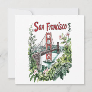 Tarjeta Festiva Diseño acuático del puente Golden Gate de San Fran