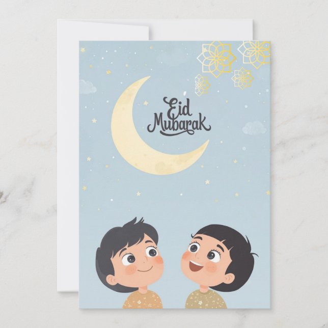 Tarjeta Festiva Diseño alegre de Eid al-Fitr (Anverso)