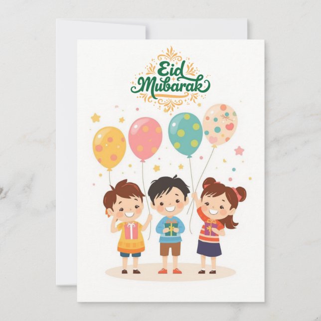 Tarjeta Festiva Diseño alegre de Eid al-Fitr (Anverso)