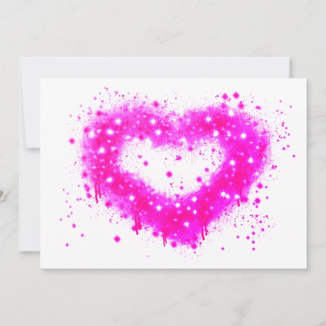 Tarjeta Festiva Diseño cardíaco de grafitis espumosos morados y bl (Anverso)