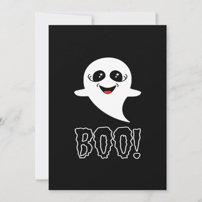 Tarjeta Festiva Diseño Clásico de Halloween Boo Little (Anverso)