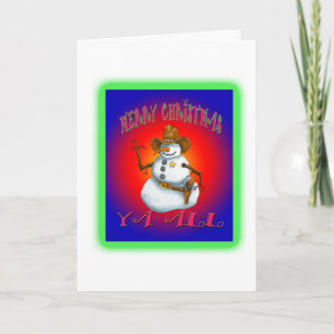 Tarjeta Festiva Diseño colorido de Snowman en el oeste de Howdy