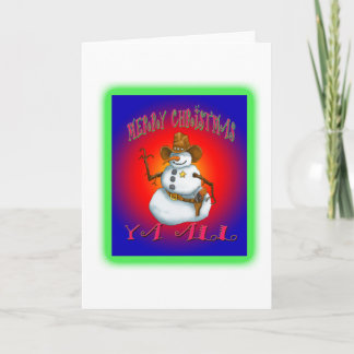 Tarjeta Festiva Diseño colorido de Snowman en el oeste de Howdy