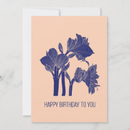 Tarjeta Festiva Diseño con flores amarillis en línea arte.