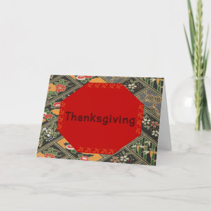 Tarjeta Festiva Diseño de Acción de Gracias en Rojo, Dorado, Negro