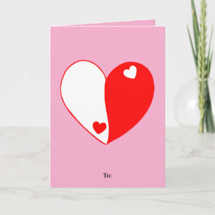 Tarjeta Festiva Diseño de amor del corazón Yin Yang: equilibrio y