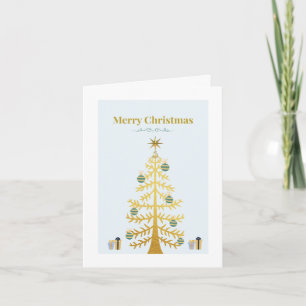 Tarjeta Festiva Diseño de árbol de oro minimalista