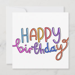 Tarjeta Festiva Diseño de arcoiris escrito a mano feliz cumpleaños