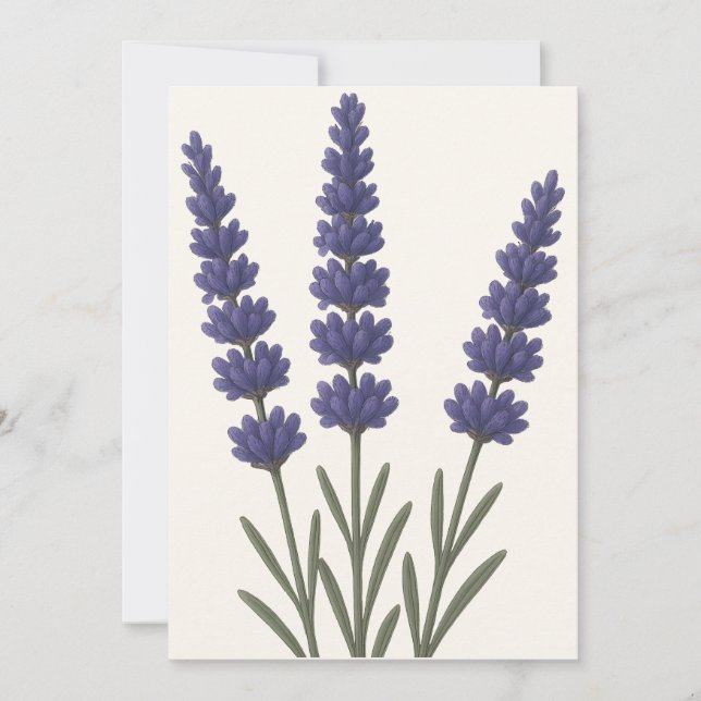 Tarjeta Festiva Diseño de arte botánico de lavanda clásico (Anverso)