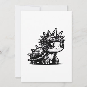 Tarjeta Festiva Diseño de Arte Vintage de Tortuga Cyborg Whimsigot