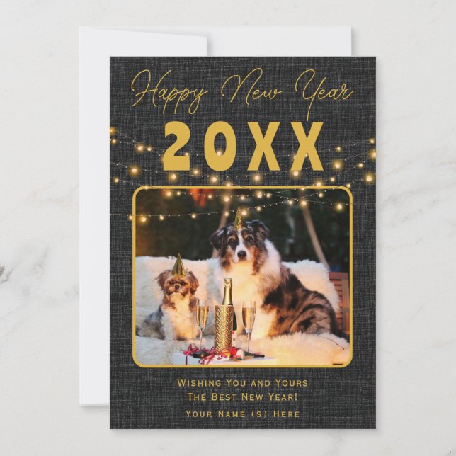 Tarjeta Festiva Diseño de celebración de Año Nuevo Feliz personali (Anverso)