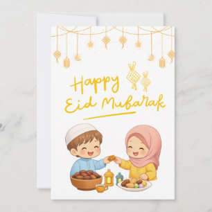 Tarjeta Festiva Diseño de Celebración de Eid Cálido