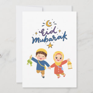 Tarjeta Festiva Diseño de Celebración de Eid Cálido