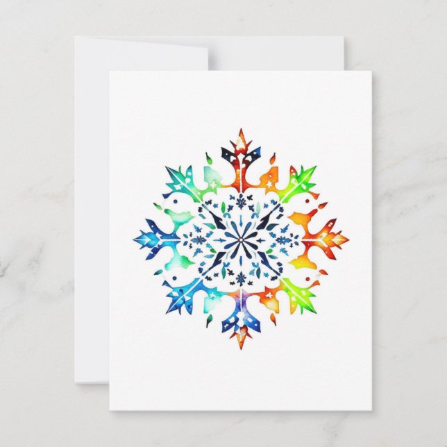 Tarjeta Festiva Diseño de copo de nieve D - Pluma y tinta (Anverso)