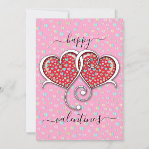 Tarjeta Festiva Diseño de Corazones Entrelazados Elegantes para Sa