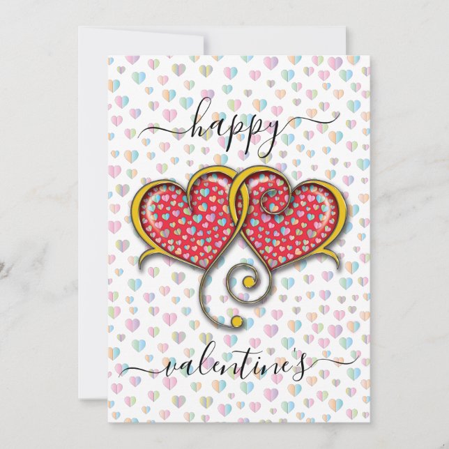 Tarjeta Festiva Diseño de Corazones Interbloqueados de San Valentí (Anverso)