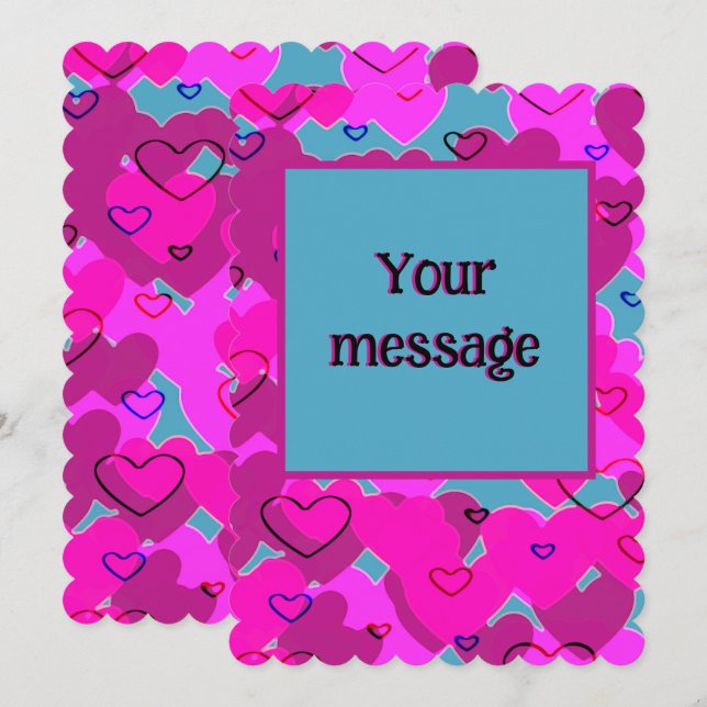 Tarjeta Festiva Diseño de corazones múltiples (Anverso / Reverso)