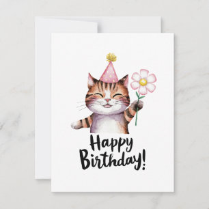 Tarjeta Festiva Diseño de cumpleaños de gatos juguetón con margari