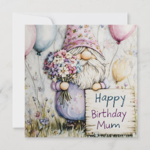 Tarjeta Festiva Diseño de cumpleaños de Gnome Cute para Mamá