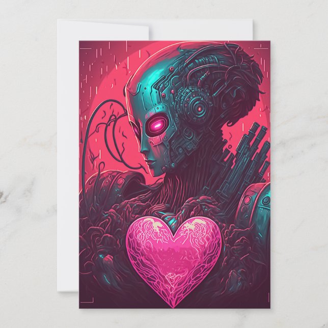 Tarjeta Festiva Diseño de "Cyber Valentine" para cibernetica (Anverso)