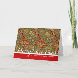 Tarjeta Festiva Diseño de damasco floral inglés de William Morris 