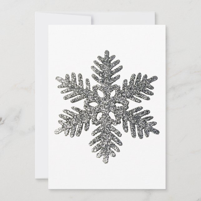 Tarjeta Festiva Diseño de estrella de copo de nieve Holiday Silver (Anverso)