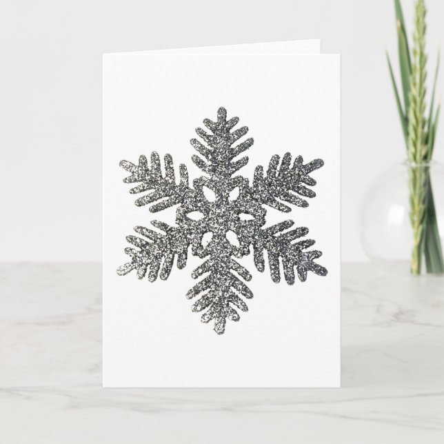 Tarjeta Festiva Diseño de estrella de copo de nieve Holiday Silver (Anverso)