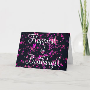 Tarjeta Festiva Diseño de estrellas rosas y negras