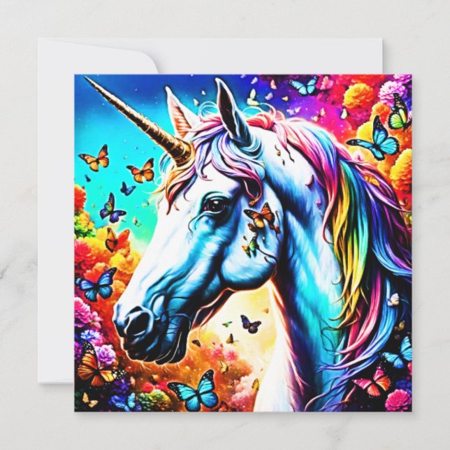 Tarjeta Festiva Diseño de Fantasy Unicorn (Anverso)