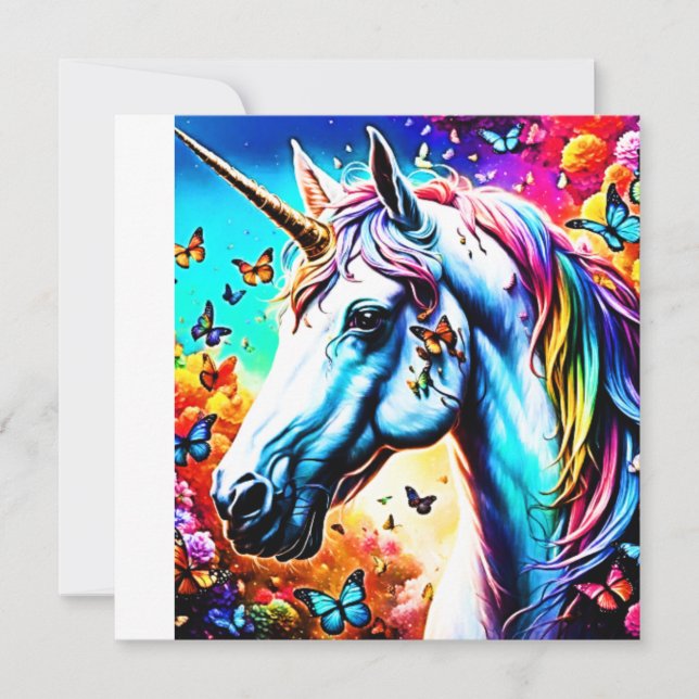 Tarjeta Festiva Diseño de Fantasy Unicorn (Anverso)