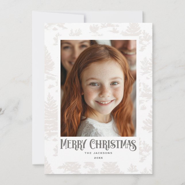 Tarjeta Festiva Diseño de ferias navideñas crema de toile navideño (Anverso)