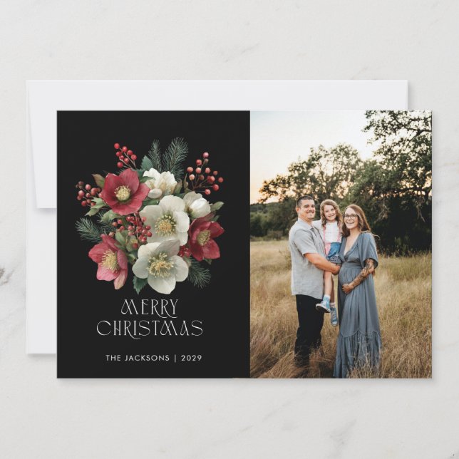 Tarjeta Festiva Diseño de ferias navideñas de pintura hellebore (Anverso)