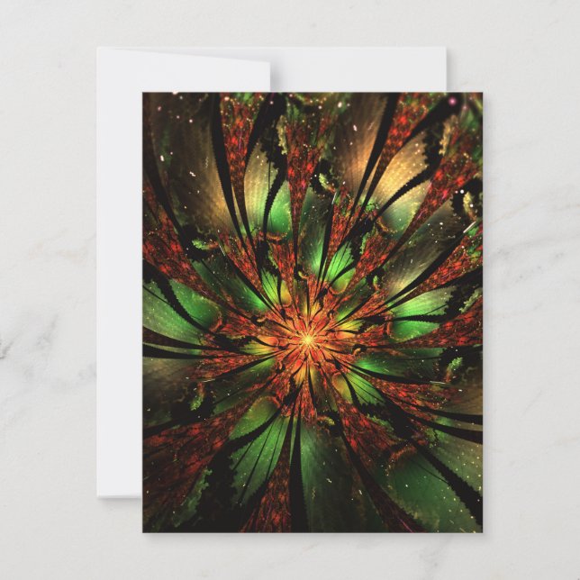 Tarjeta Festiva Diseño de flor fractal abstracta. (Anverso)