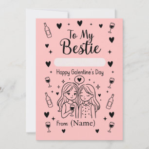 Tarjeta Festiva Diseño de Galentine’s Day para mi mejor amiga