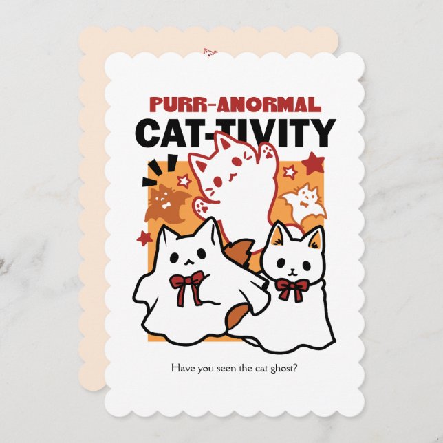 Tarjeta Festiva Diseño de gato de Halloween con actividad paranorm (Anverso / Reverso)