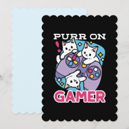 Tarjeta Festiva Diseño De Gato Gamer - Purr En El Arte De Joystick