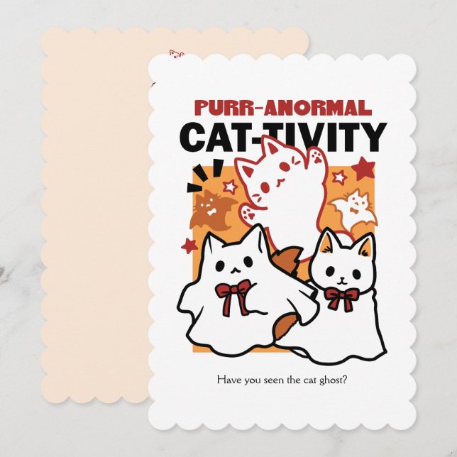 Tarjeta Festiva Diseño de gatos morales anormales de la actividad  (Anverso / Reverso)