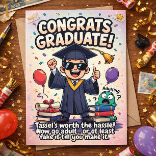 Tarjeta Festiva Diseño de graduación con humor adulto divertido