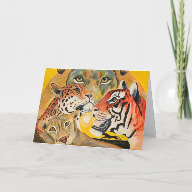 Tarjeta Festiva Diseño de grandes gatos (Anverso)