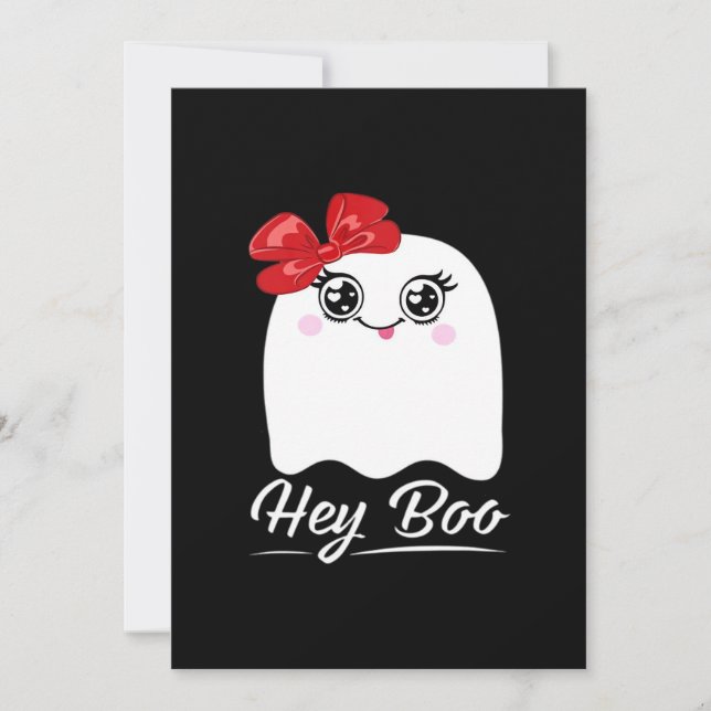 Tarjeta Festiva Diseño de Halloween Cute Hey Boo (Anverso)