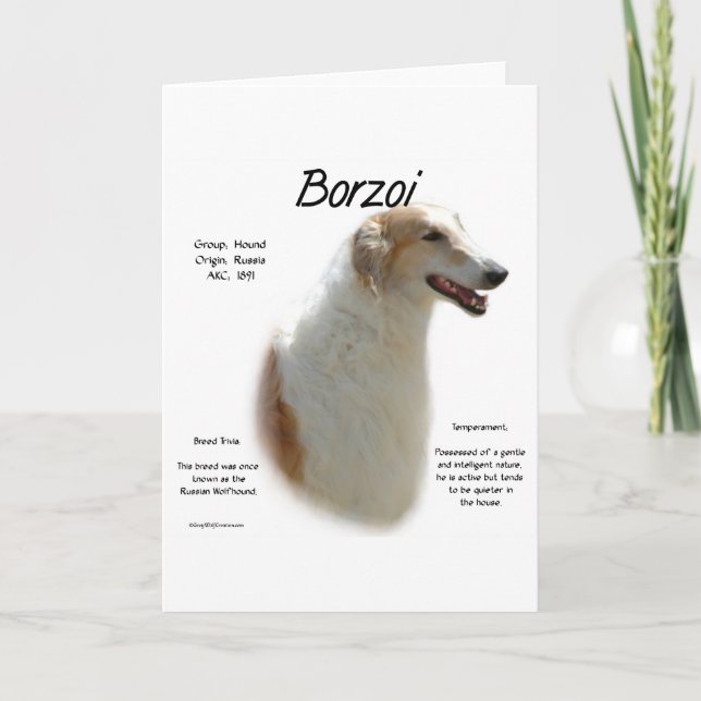 Tarjeta Festiva Diseño de historia de Borzoi (Anverso)