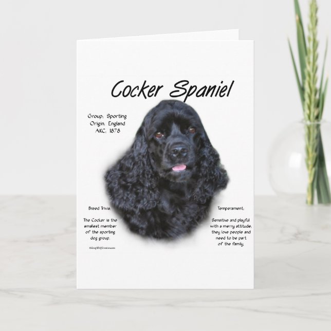 Tarjeta Festiva Diseño de historia de Cocker Spaniel (negro) (Anverso)