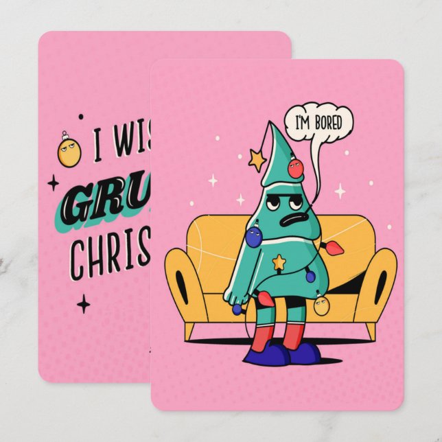 TARJETA FESTIVA DISEÑO DE ILUSTRACION DE NAVIDADES GRUMPY (Anverso / Reverso)