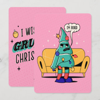 TARJETA FESTIVA DISEÑO DE ILUSTRACION DE NAVIDADES GRUMPY
