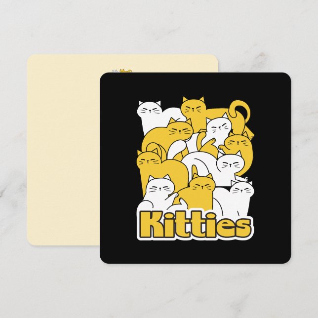 Tarjeta Festiva Diseño de Kitties Chubby - Arte gato adorable (Anverso / Reverso)