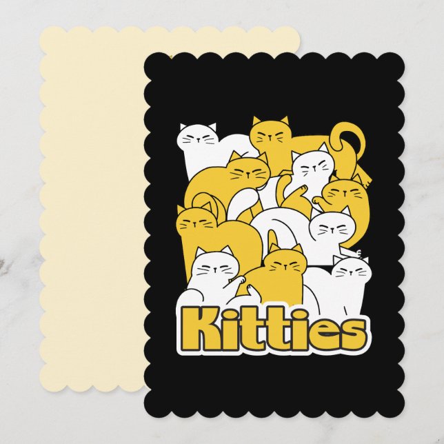 Tarjeta Festiva Diseño de Kitties Chubby - Arte gato adorable (Anverso / Reverso)