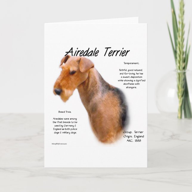 Tarjeta Festiva Diseño de la historia de Airedale Terrier (Anverso)