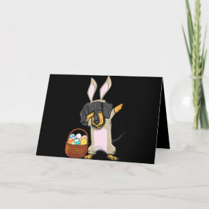 Tarjeta Festiva Diseño de los Chicas Dabbing Easter Bunny Dachshun